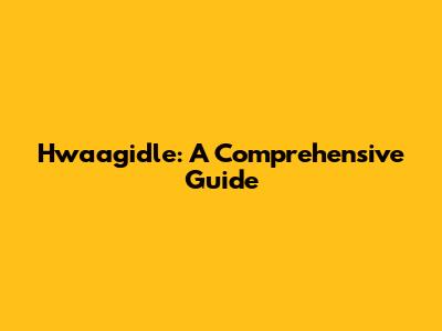 Hwaagidle: A Comprehensive Guide