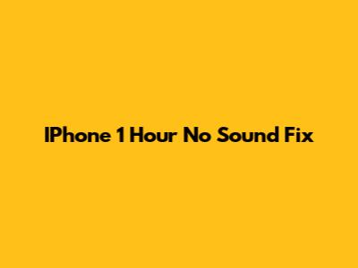 IPhone 1 Hour No Sound Fix