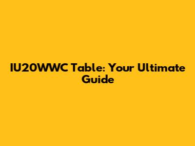 IU20WWC Table: Your Ultimate Guide