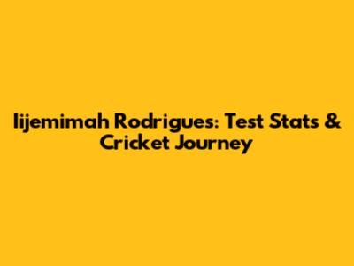 Iijemimah Rodrigues: Test Stats & Cricket Journey