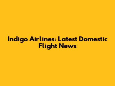 Indigo Airlines: Latest Domestic Flight News