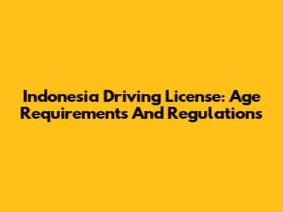Indonesia Driving License: Age Requirements And Regulations