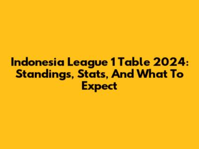Indonesia League 1 Table 2024: Standings, Stats, And What To Expect