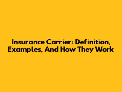 Insurance Carrier: Definition, Examples, And How They Work