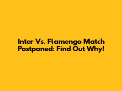 Inter Vs. Flamengo Match Postponed: Find Out Why!