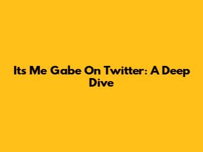 Its Me Gabe On Twitter: A Deep Dive
