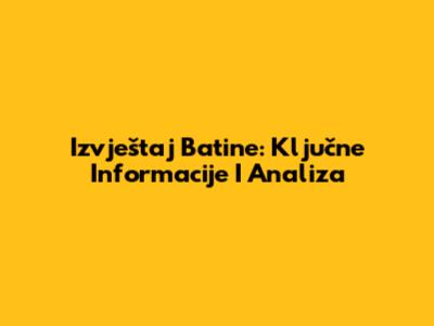 Izvještaj Batine: Ključne Informacije I Analiza