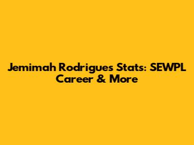 Jemimah Rodrigues Stats: SEWPL Career & More