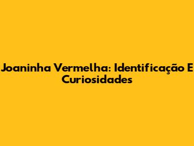 Joaninha Vermelha: Identificação E Curiosidades