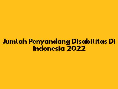 Jumlah Penyandang Disabilitas Di Indonesia 2022