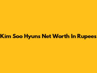 Kim Soo Hyun's Net Worth In Rupees