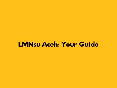 LMNsu Aceh: Your Guide