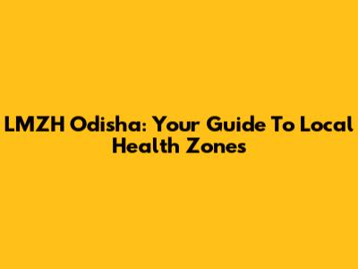 LMZH Odisha: Your Guide To Local Health Zones