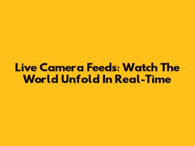 Live Camera Feeds: Watch The World Unfold In Real-Time