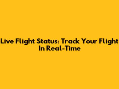 Live Flight Status: Track Your Flight In Real-Time