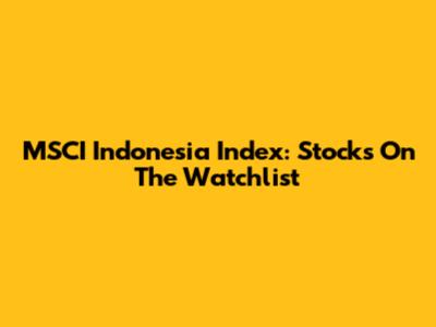MSCI Indonesia Index: Stocks On The Watchlist