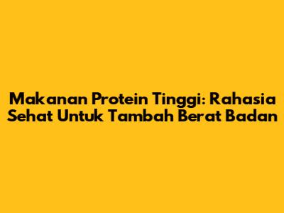 Makanan Protein Tinggi: Rahasia Sehat Untuk Tambah Berat Badan