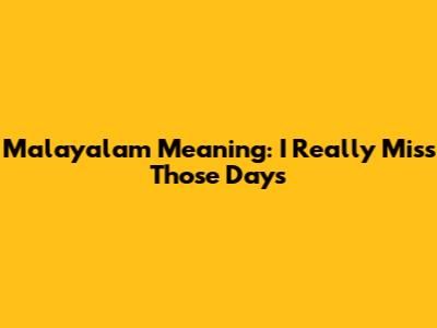 Malayalam Meaning: "I Really Miss Those Days"