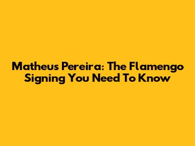 Matheus Pereira: The Flamengo Signing You Need To Know