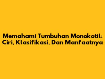 Memahami Tumbuhan Monokotil: Ciri, Klasifikasi, Dan Manfaatnya