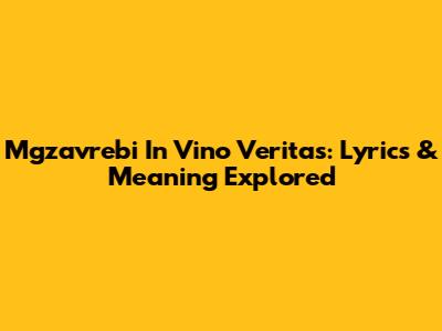 Mgzavrebi In Vino Veritas: Lyrics & Meaning Explored