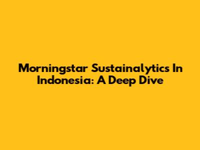 Morningstar Sustainalytics In Indonesia: A Deep Dive