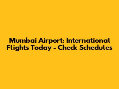 Mumbai Airport: International Flights Today - Check Schedules