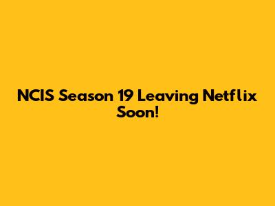 NCIS Season 19 Leaving Netflix Soon!