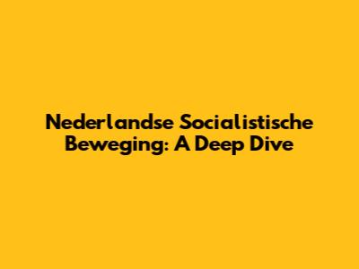 Nederlandse Socialistische Beweging: A Deep Dive
