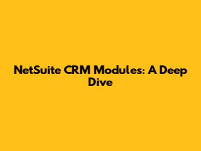 NetSuite CRM Modules: A Deep Dive