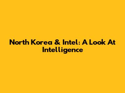 North Korea & Intel: A Look At Intelligence