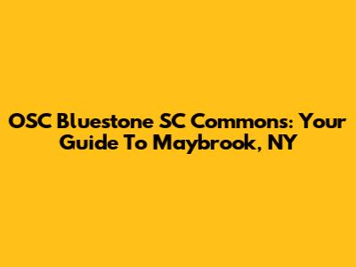 OSC Bluestone SC Commons: Your Guide To Maybrook, NY