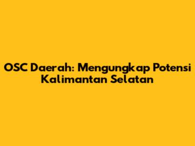 OSC Daerah: Mengungkap Potensi Kalimantan Selatan
