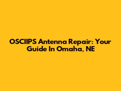 OSCIIPS Antenna Repair: Your Guide In Omaha, NE