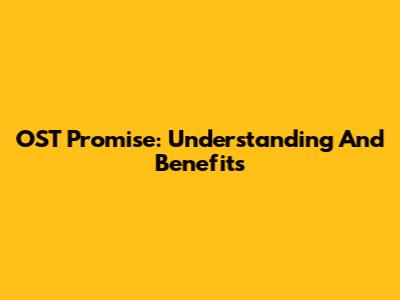 OST Promise: Understanding And Benefits
