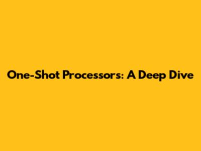 One-Shot Processors: A Deep Dive