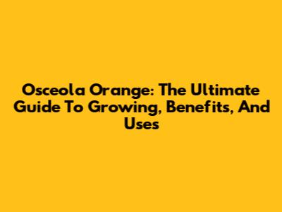 Osceola Orange: The Ultimate Guide To Growing, Benefits, And Uses
