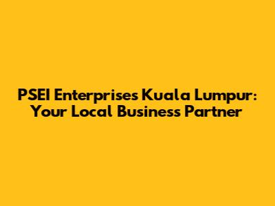 PSEI Enterprises Kuala Lumpur: Your Local Business Partner