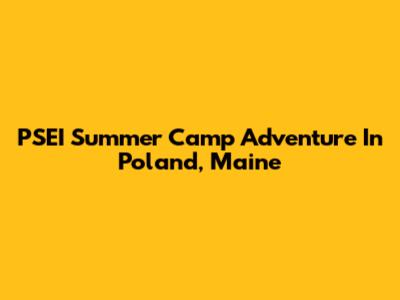 PSEI Summer Camp Adventure In Poland, Maine