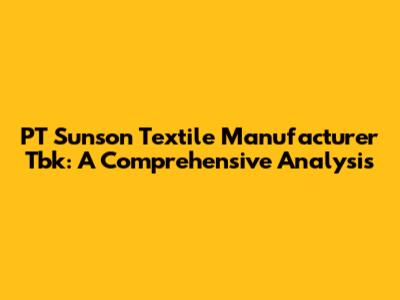 PT Sunson Textile Manufacturer Tbk: A Comprehensive Analysis