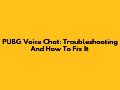 PUBG Voice Chat: Troubleshooting And How To Fix It