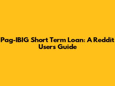 Pag-IBIG Short Term Loan: A Reddit User's Guide