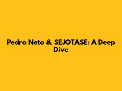 Pedro Neto & SEJOTASE: A Deep Dive