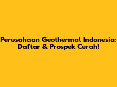 Perusahaan Geothermal Indonesia: Daftar & Prospek Cerah!