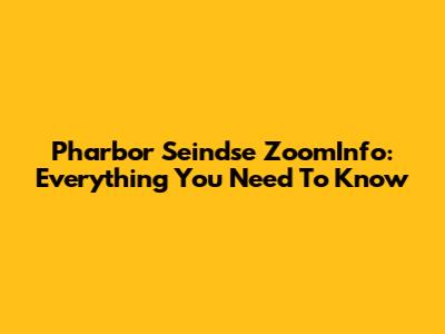 Pharbor Seindse ZoomInfo: Everything You Need To Know