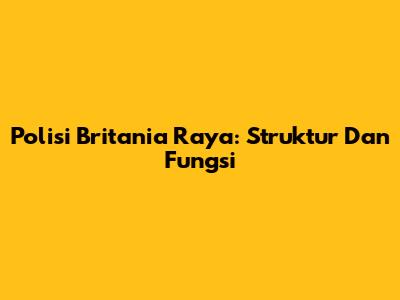 Polisi Britania Raya: Struktur Dan Fungsi