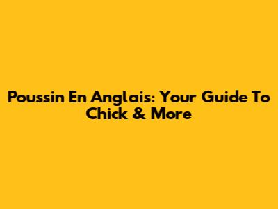 Poussin En Anglais: Your Guide To 'Chick' & More