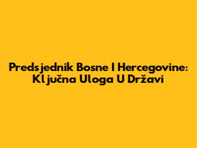Predsjednik Bosne I Hercegovine: Ključna Uloga U Državi