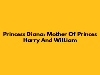 Princess Diana: Mother Of Princes Harry And William
