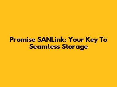 Promise SANLink: Your Key To Seamless Storage
